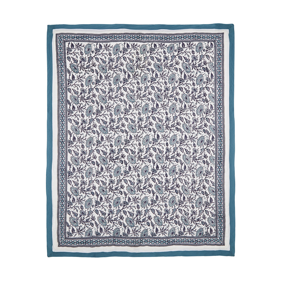 Block-Print Crib Quilt in Provence Blue
