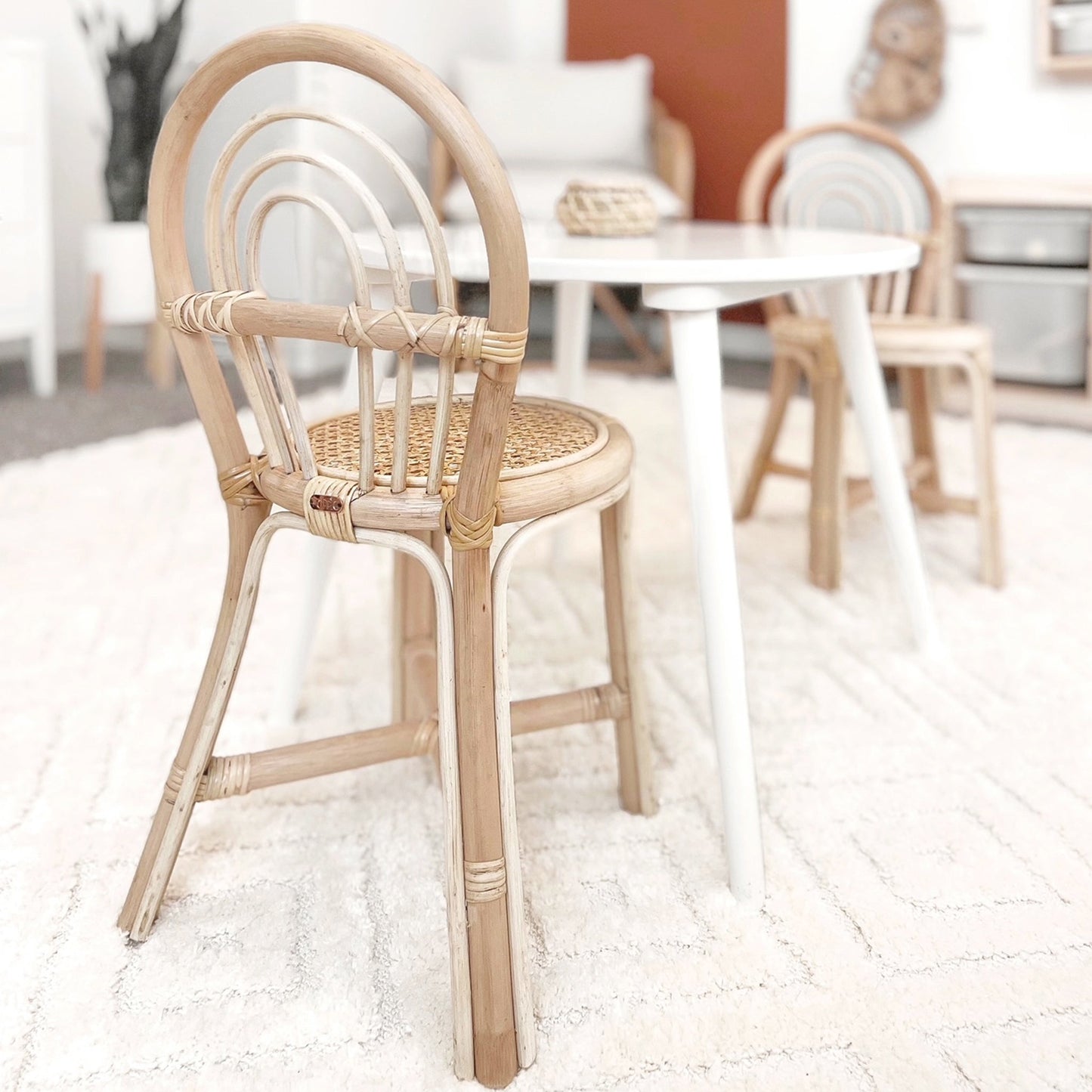 Rattan Rainbow Children's Chair Set