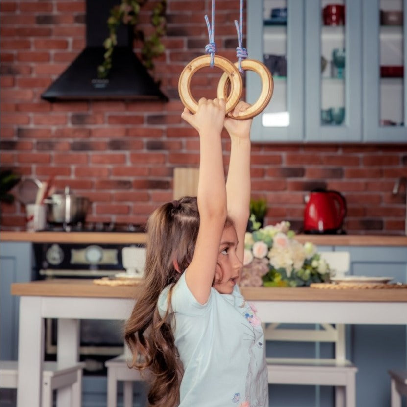 3-in-1 Swings Set: Rope Ladder + Gymnastic Rings + Disc Rope Swing