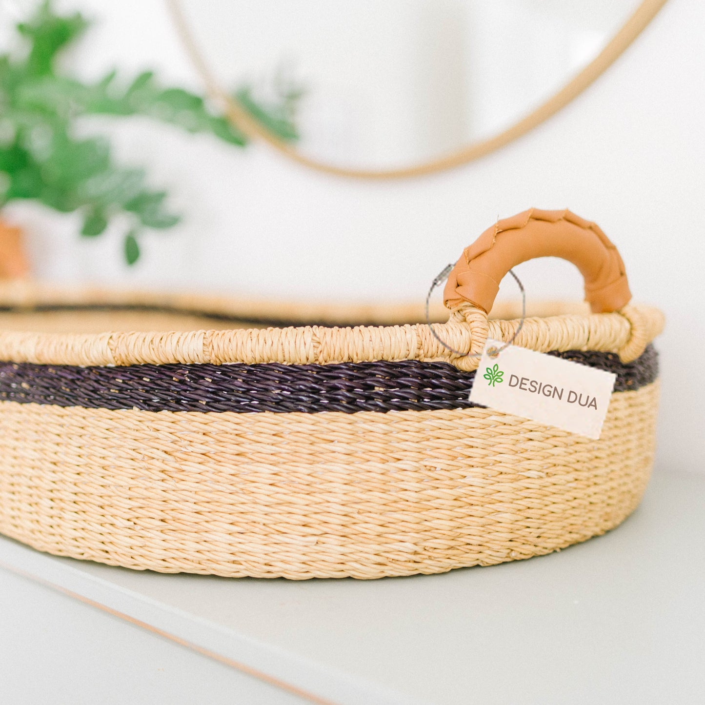 Midnight Stripe Handwoven Changing Basket