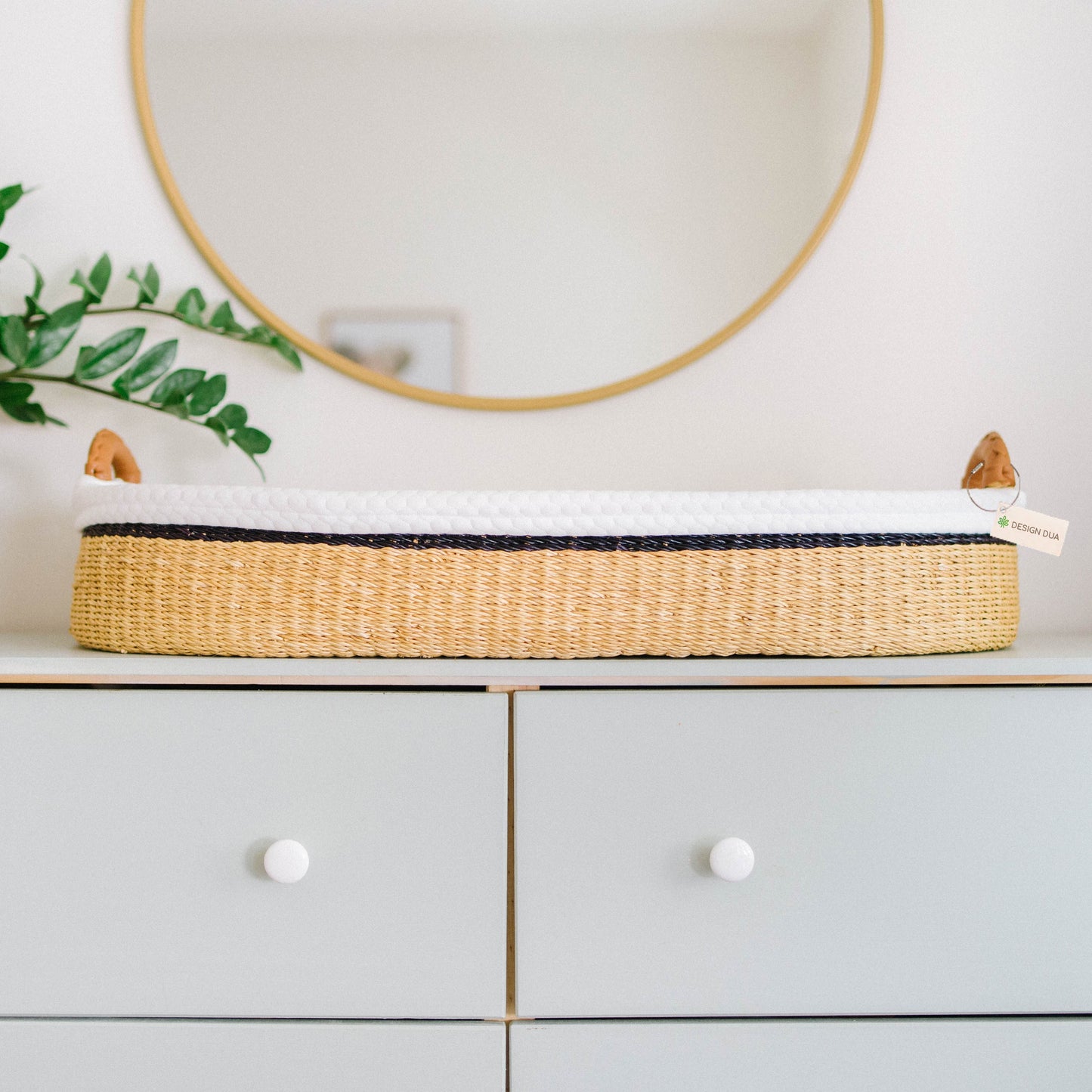Midnight Stripe Handwoven Changing Basket