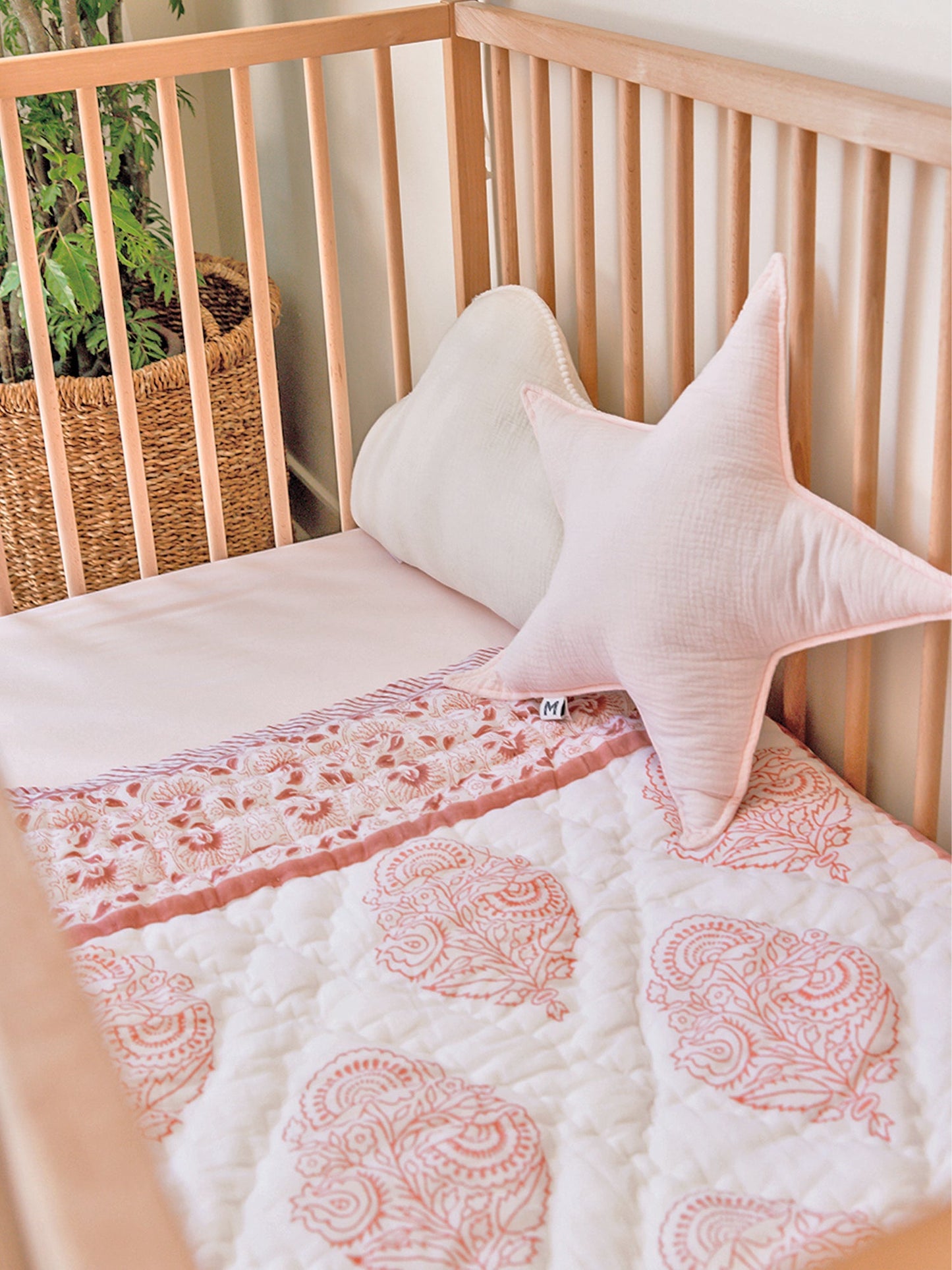 Block-Print Crib Quilt in Pink City