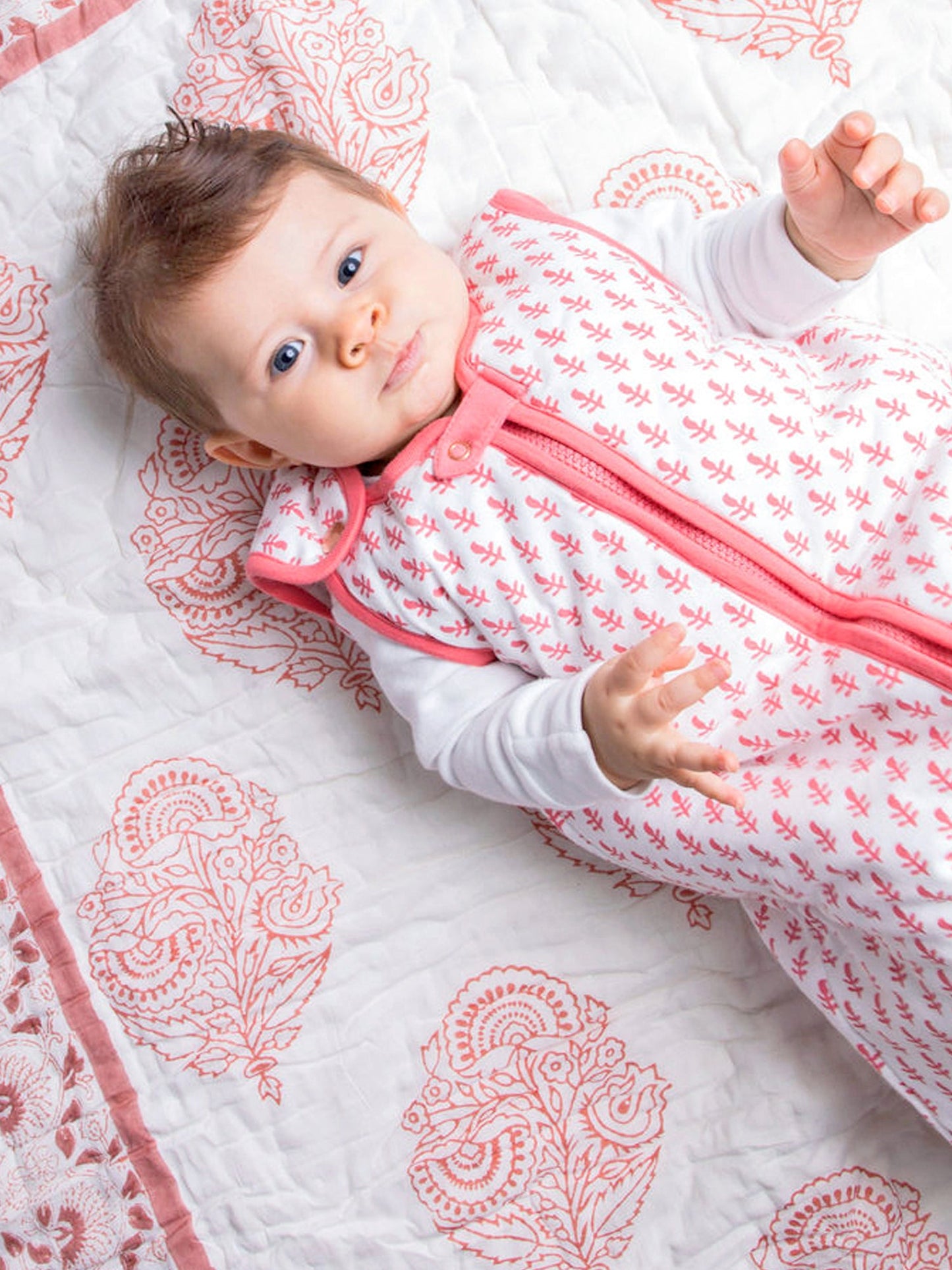 Block-Print Crib Quilt in Pink City