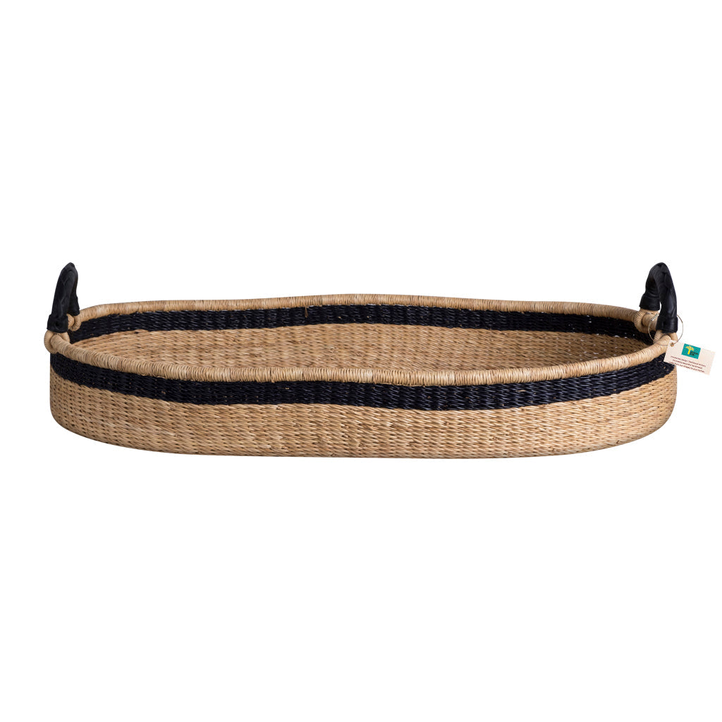 Midnight Stripe Handwoven Changing Basket