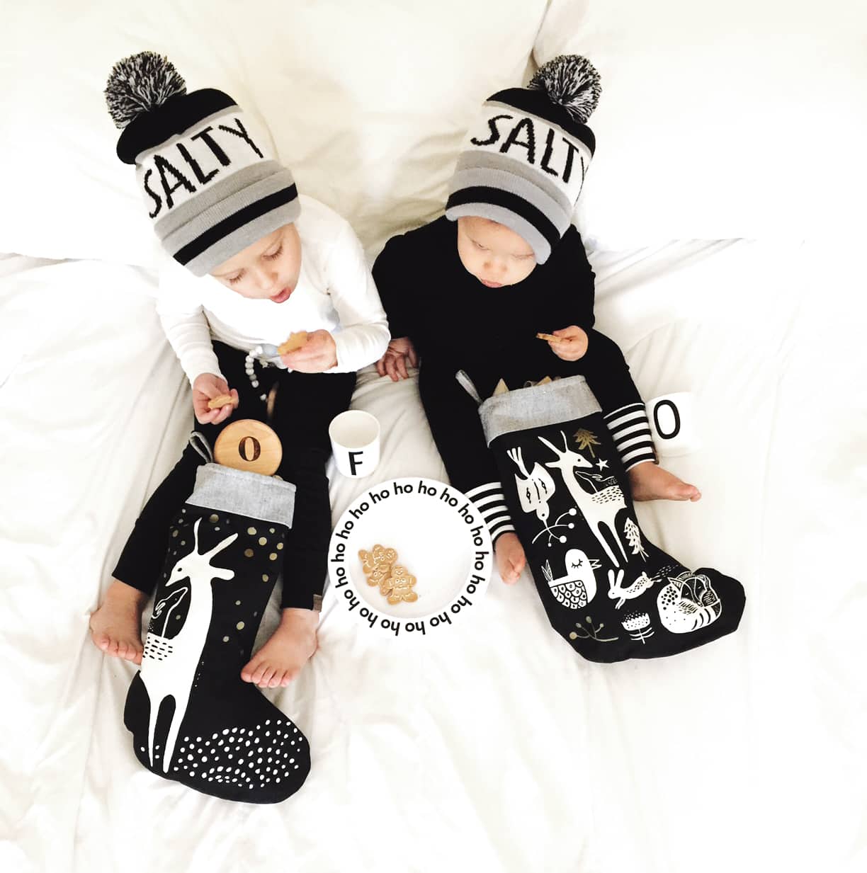 Winter Animals Stocking - Black on White