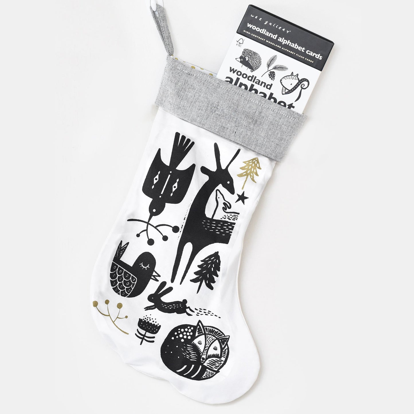 Winter Animals Stocking - Black on White
