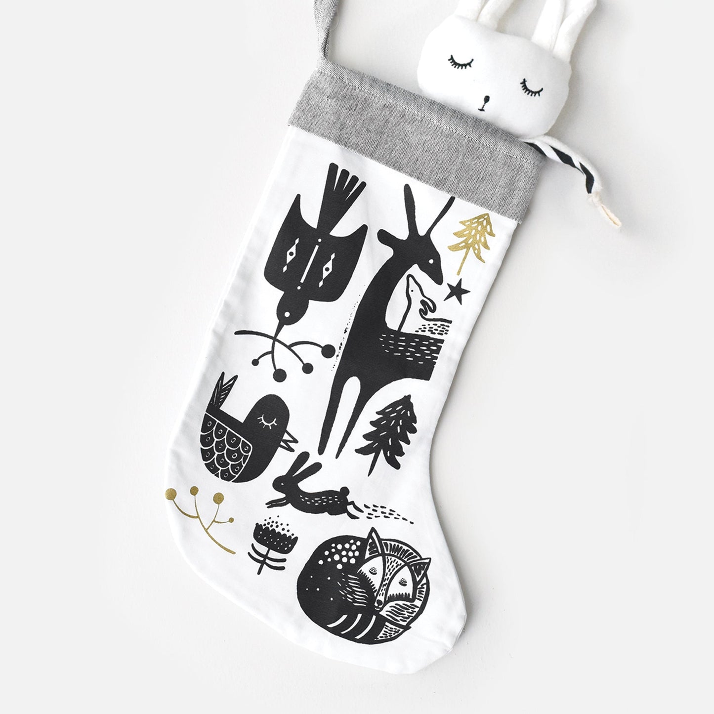 Winter Animals Stocking - Black on White