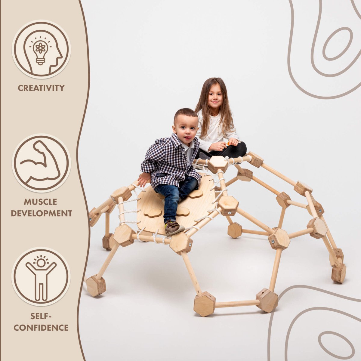 Wooden Climbing Dome for Kids Ages 2-6
